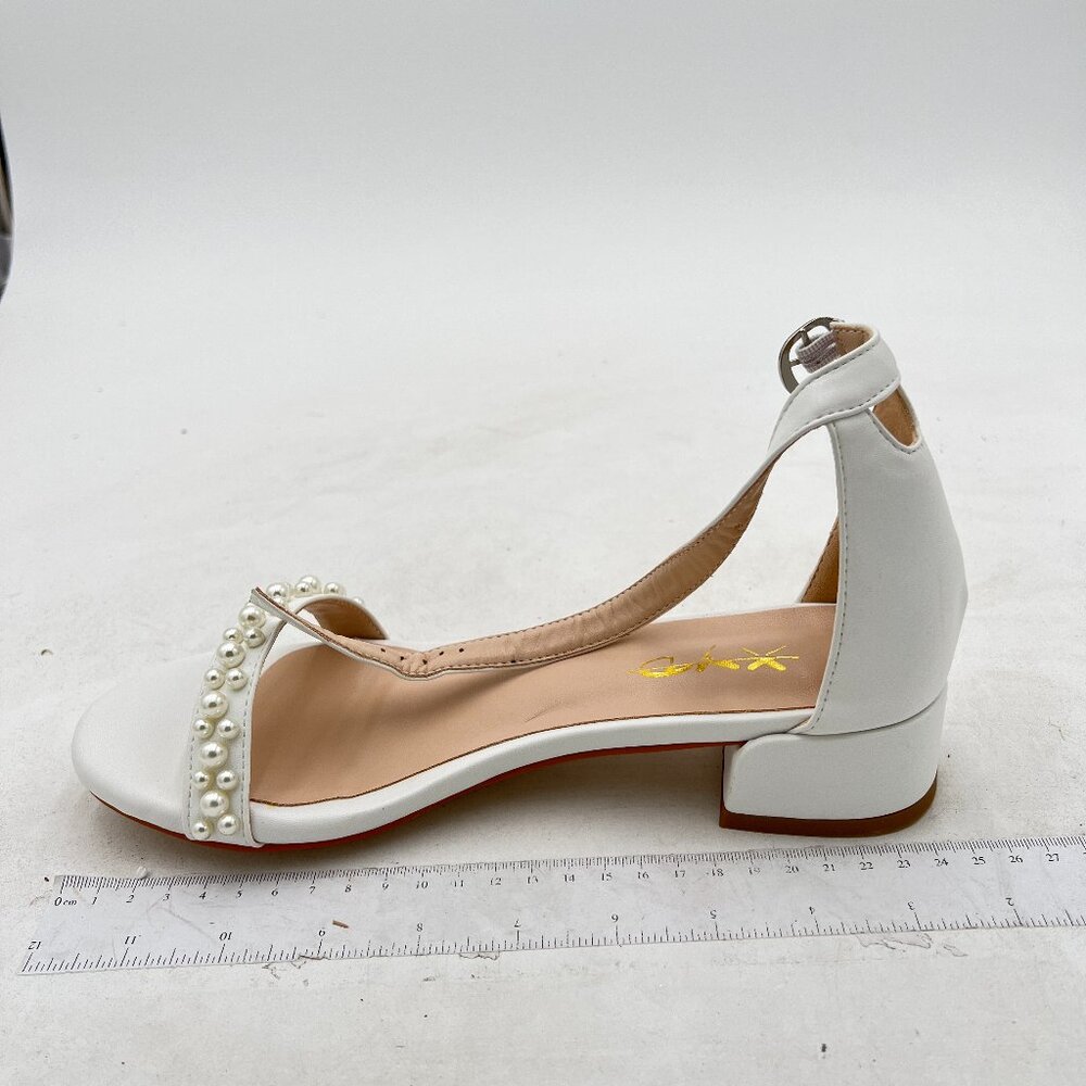 XYD White Pearl-Embellished Ankle-Strap Sandals - Picture 2 of 8